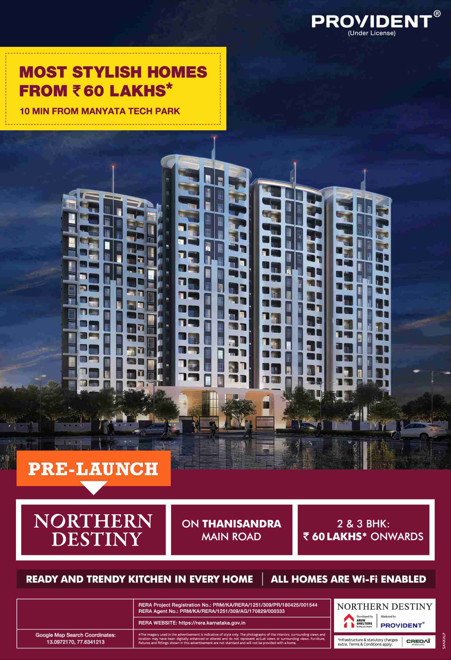 Get ready and trendy kitchen in every home at Provident Northern Destiny in Bangalore
